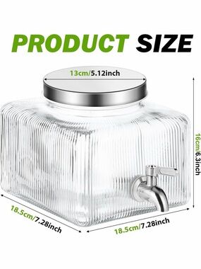 Clear Glass Square Beverage Dispenser with Silver Spigot and Lid - Clear